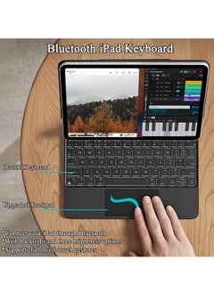 QPHWHFQ QPHWHFQ Magic Keyboard for iPad Air 11"(M3,2025 / M2,2024) & iPad Air 4th/5th & iPad Pro 11 Inch(2018/2020/2021/2022), Wireless Backlit iPad Keyboard Case with Support, Multi-Touch Trackpad, Black, English.  - Image 3