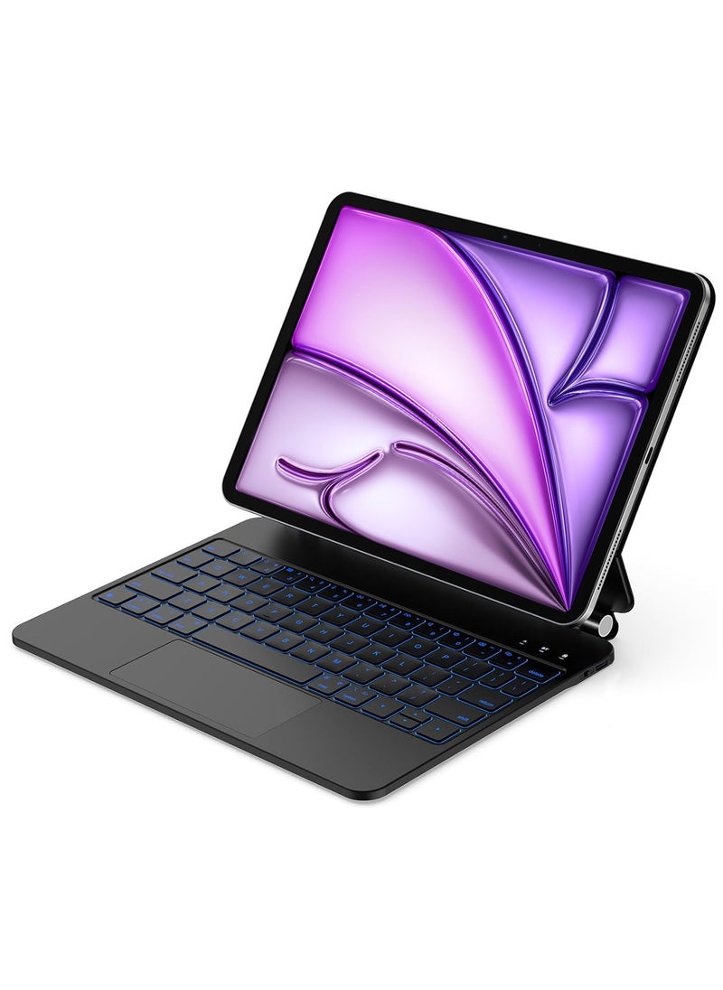 QPHWHFQ - QPHWHFQ Magic Keyboard for iPad Air 11"(M3,2025 / M2,2024) & iPad Air 4th/5th & iPad Pro 11 Inch(2018/2020/2021/2022), Wireless Backlit iPad Keyboard Case with Support, Multi-Touch Trackpad, Black, English. - Image 1