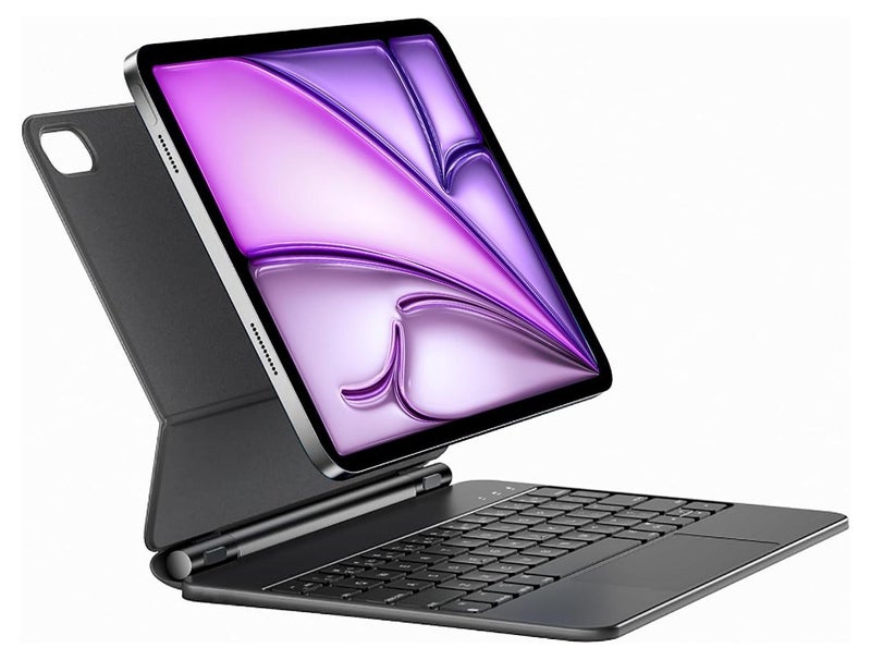 آرترابيت لوحة مفاتيح سحرية لأجهزة آيباد إير 11 بوصة (M3، 2025/ M2، 2024) وآيباد إير 5/4 وآيباد برو 11 بوصة (الجيل الأول/2/2/الثاني/الثالثالث/الرابع)، حافظة لوحة مفاتيح بحامل مغناطيسي، شاشة LCD، لوحة تتبع متعددة اللمس، 7 ألوان مفاتيح بإضاءة خلفية، إنجليزي - Image 1