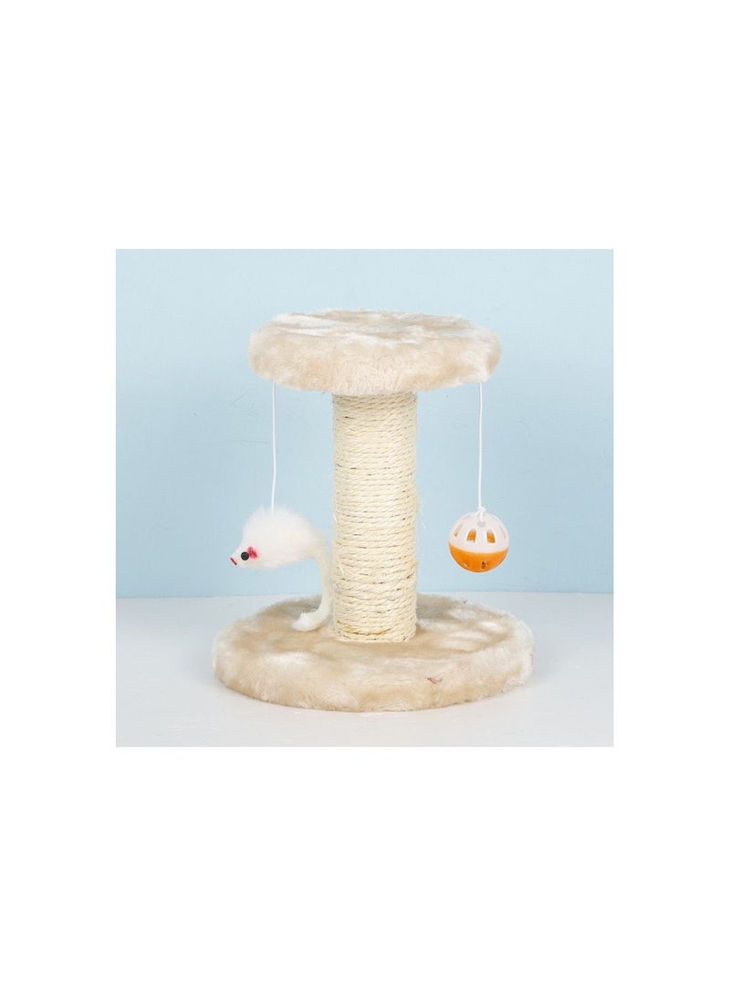 Double Layer Double Lob Mouse Plush Cat Climbing Frame, 20cm Sisal Cat Scratching Board Column, Cat Tree, Cat Jumping Platform - Image 1