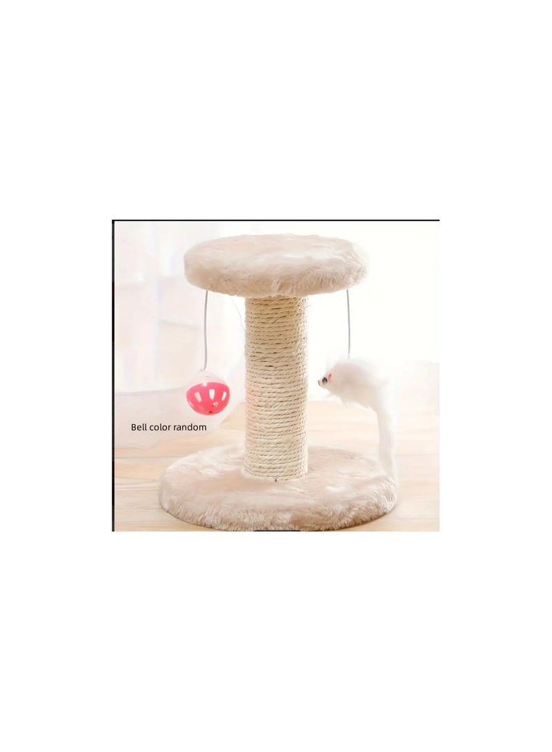 Double Layer Double Lob Mouse Plush Cat Climbing Frame, 20cm Sisal Cat Scratching Board Column, Cat Tree, Cat Jumping Platform - Image 3