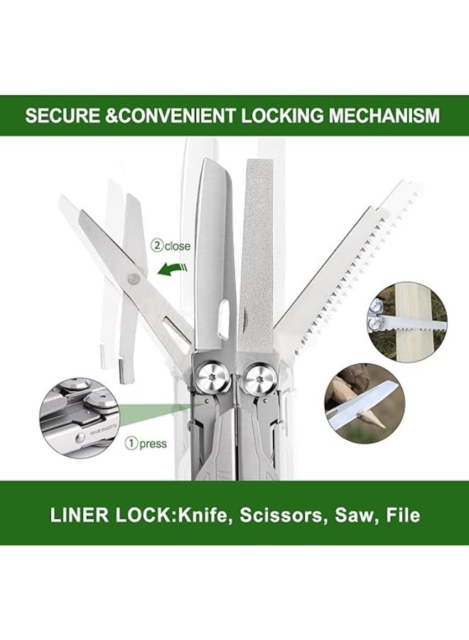 نكستول NexTool Multitool, 19 in 1 Multitool Pliers, Stainless Steel Multi Tool with Safety Locking, Foldable Multitools with Scissors, Can Opener, Screwdrivers, Saw for Camping Survival Hiking, Gifts for Men - Image 2