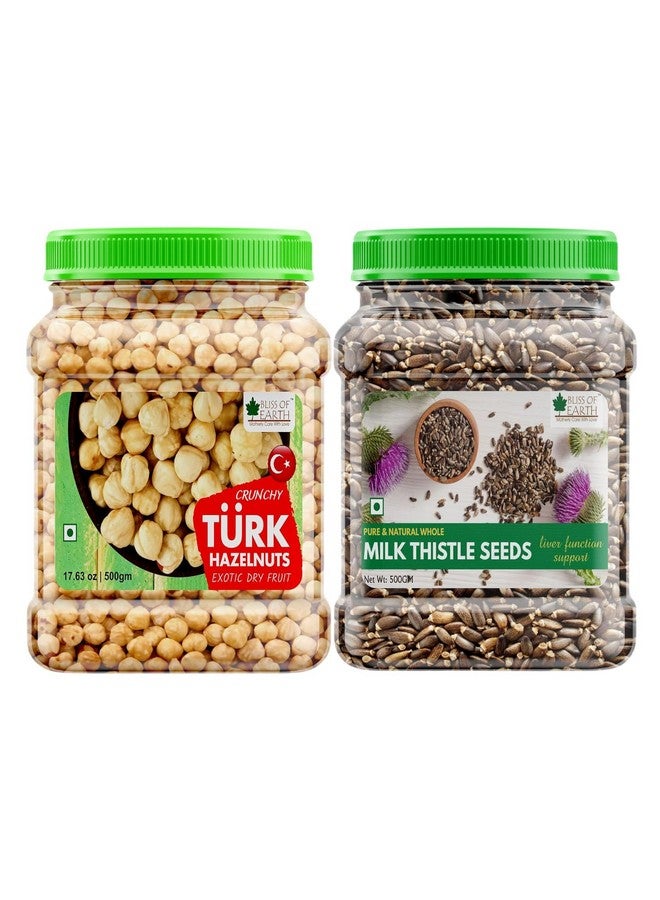 Bliss of Earth Milk Thistle Seeds 500gm & Hazelnut 500gm Turkish Dry Fruits A Powerful Combination for Liver Detox, Antioxidant Support, and Nutrient-Rich Great for Health and Wellness (Pack of 2) - Image 1