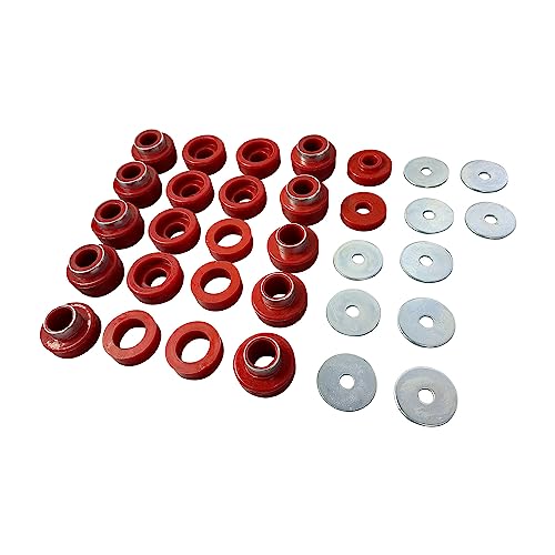 BST BSSP Body Mount Bushings Insert Red 22-Piece Kit for 1987 1988 1989 1990 1991 1992 1993 1994 1995 Jeep Wrangler 1-105 Body Mount Kit Fits 87-95 Wrangler (YJ) - Image 2
