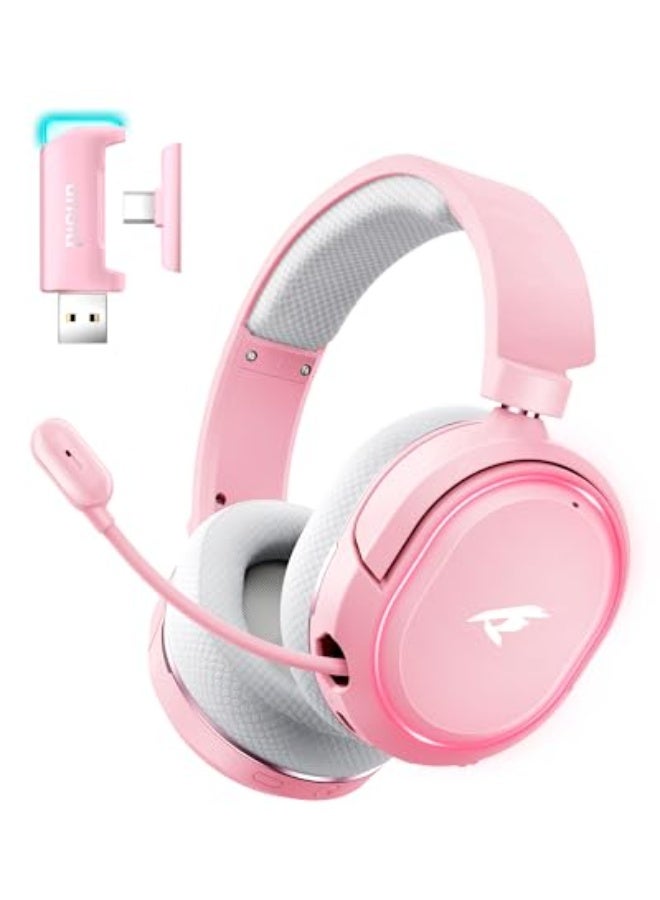 بيكن سماعه قيمنق سماعة ألعاب لاسلكية، صوت محيطي 7.1، سماعات ألعاب USB بتردد 2.4 جيجاهرتز مع بلوتوث 5.4، بطارية 100 ساعة، ميكروفون بإلغاء الضوضاء (ENC)، إضاءة RGB، سماعة لاسلكية لـ PC PS5 PS4 Mac سويت - Image 1