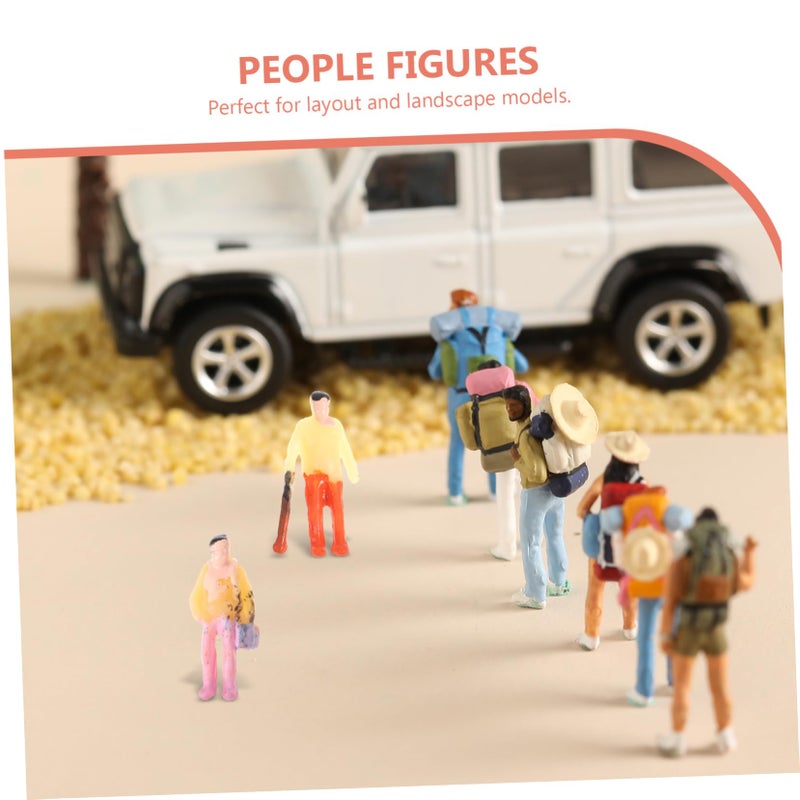 Lurrose N Scale People Figures, 100pcs Miniature People Figurines, Plastic Painted Molds Assorted Styles for Layouts - Image 2