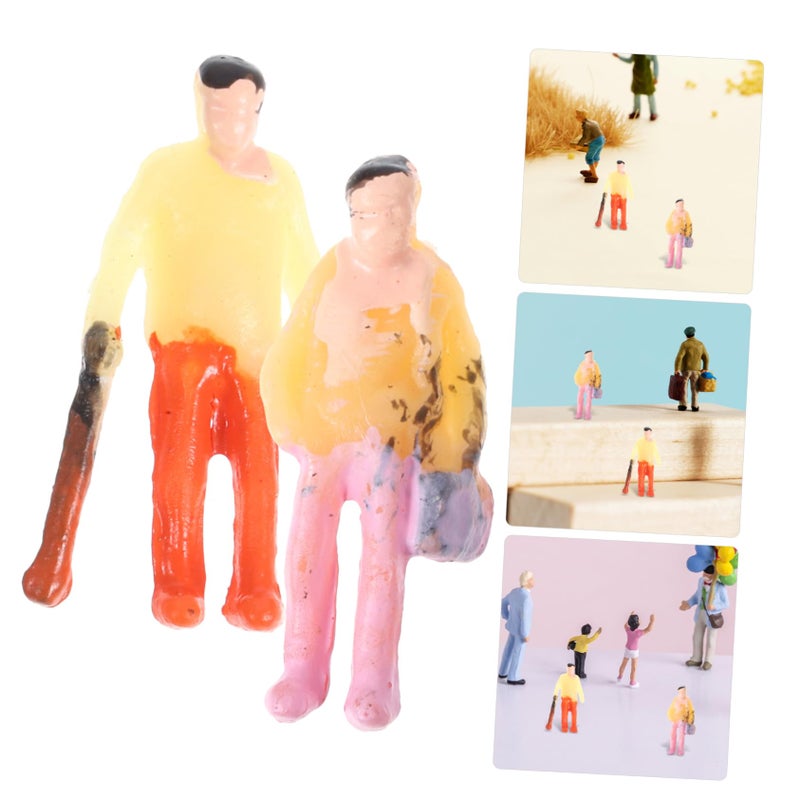 Lurrose N Scale People Figures, 100pcs Miniature People Figurines, Plastic Painted Molds Assorted Styles for Layouts - Image 3