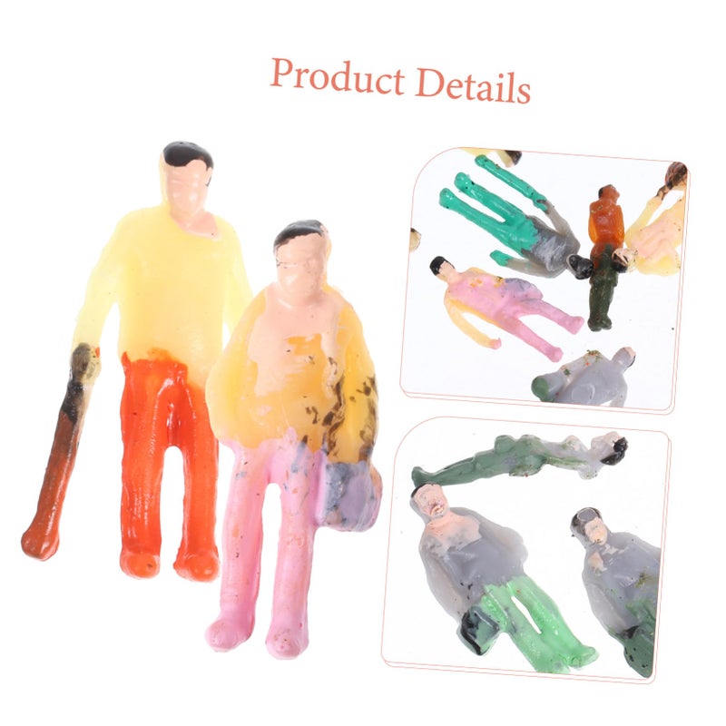 Lurrose N Scale People Figures, 100pcs Miniature People Figurines, Plastic Painted Molds Assorted Styles for Layouts - Image 5