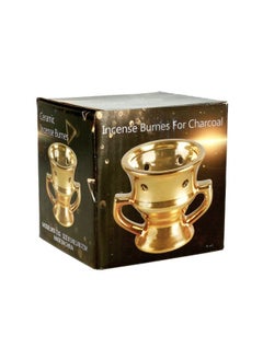 Rahalife Rahalife Incense Burnes for charcoal Ceramic Incense Burner Bakhoor Burner for Oud  - Golden Color  - Image 4