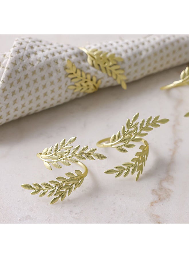 Danube Home Majestic Wheat Metal Napkin Ring Set of 4 - Matt Gold | Iron Decorative Table Napkins, Everyday Use Cloth Dinner Table Napkins For Dining Room Kitchen - Image 2