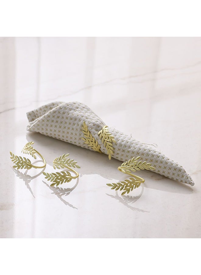 Danube Home Majestic Wheat Metal Napkin Ring Set of 4 - Matt Gold | Iron Decorative Table Napkins, Everyday Use Cloth Dinner Table Napkins For Dining Room Kitchen - Image 1