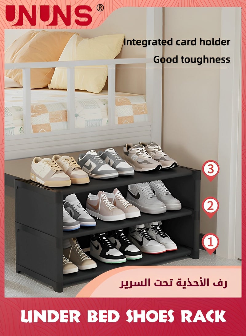 UNUNS Under Bed Shoes Rack,3-Piece Under Bed Storage With Door Curtain,Dustproof Under Bed Shoes Storage Organizer Drawer For Bedroom Clothes Shoes Blankets - Image 5