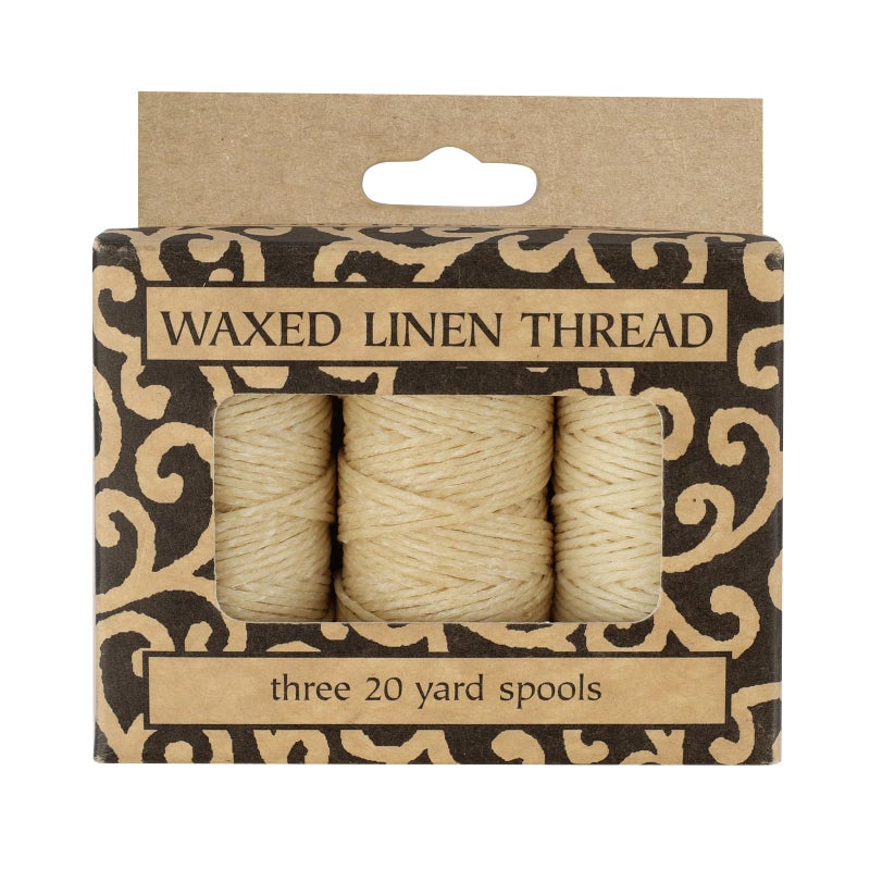 Lineco Waxed Genuine Linen Thread 20 Yards Pack of 3 Spools Natural BBHM208