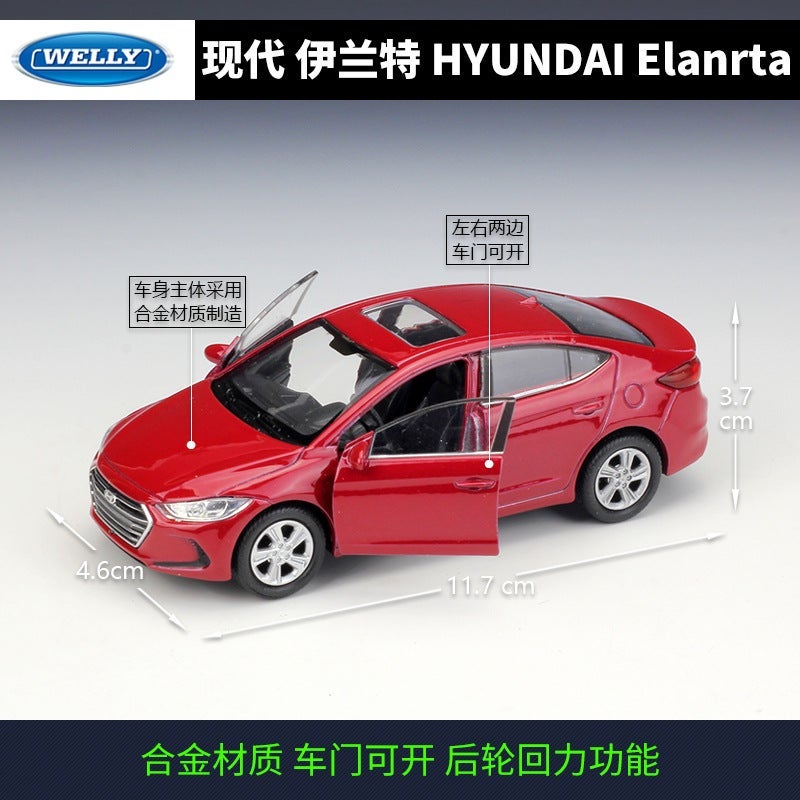 Willy Welly1:36 Modern Hyundai Elanrta Simulation Alloy Car Model Back Car Toy - Image 3