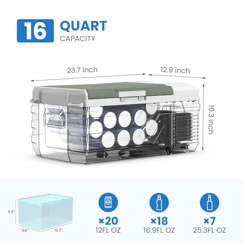 Alpicool ثلاجة ألبكول 12 فولت ثلاجة سيارة 12 فولت 16 كوارت ثلاجة محمولة للسيارة 12/24 فولت تيار مستمر 110~240 فولت تيار متردد لشاحنة RV كامبر SUV مجمد محمول مبرد كهربائي للتخييم (-4℉-68℉) - Image 3