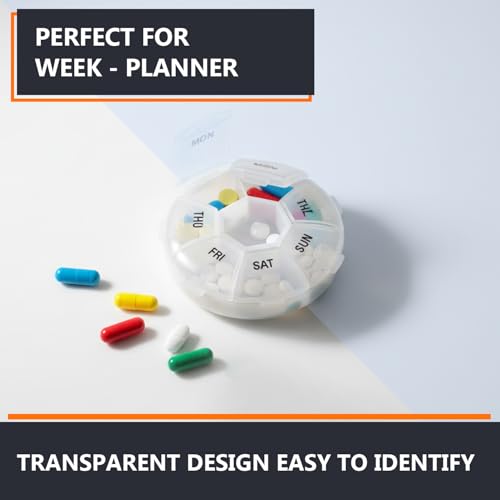 Oblivion Medicine Organizer – Portable 7 Day Weekly Pill Storage Case with 7 Compartments – Compact Tablet & Vitamin Holder for Travel, Home & Daily Use – Secure Lid Medication Planner (Pack of 1) - Image 4