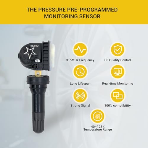 Techie 4PCS TPMS Sensor 315Mhz Tire Pressure Monitoring Sensor Compatible for Chevrolet GMC Saturn SAAB Buick Hummer Suzuki Pontiac Cadillac Replace#13598771 13598772 13586335 13581558 - Image 2
