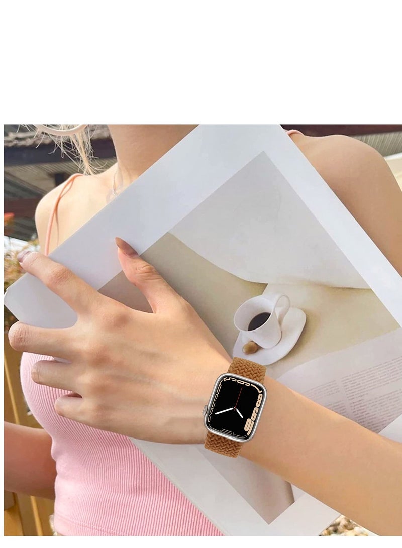 INFOSUN أربطة بديلة مضفرة للنساء والرجال حزام معصم رياضي مرن قابل للتمدد متوافق مع Apple Watch SE 42/44mm iWatch Series 7/6/5/4/3/2/1 - Image 5