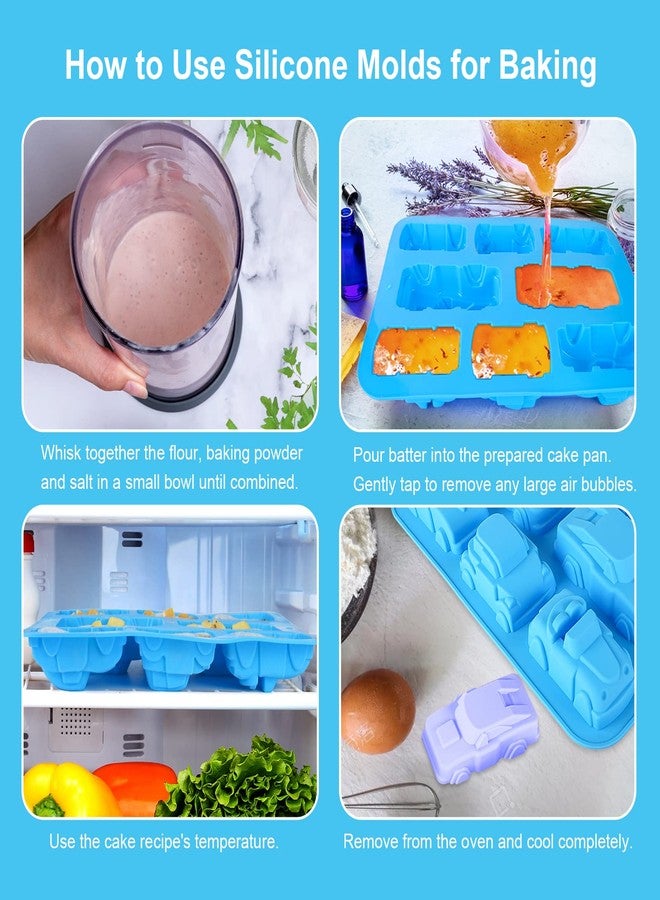 Joyeee 2 Pack Train Auto Car Silicone Molds, Large Size Silicone Mold Pan Tray, Silicone Baking Mold for Muffin Chocolate Cake Cupcake Tart Pie Ice Cube Candy Fondant Soap, Christmas Gifts for Kids - Image 5