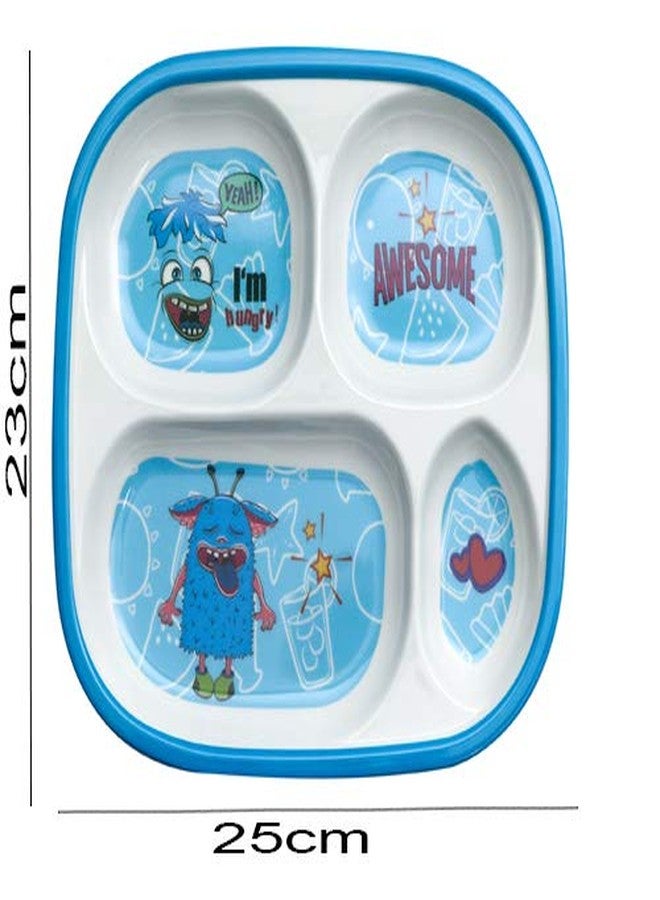 ZIDO (Pack of 2 Exclusive Melamine A-Grade Quality Square Partition Plate with Attractive Kids Loving Design Model Bass Drum Soldier and Awesome Blue - Image 4