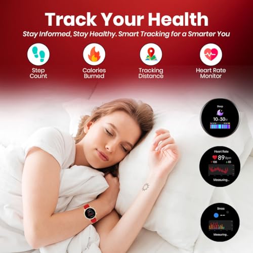 PunnkFunnk GenDiva Smart Watch for Women, 1.69" AMOLED Display, Bluetooth Calling, 100+ Sports Modes, Heart Rate & SpO2 Tracker, Sleep Monitor (GenDiva Red, Red) - Image 5