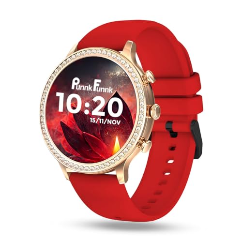 PunnkFunnk GenDiva Smart Watch for Women, 1.69" AMOLED Display, Bluetooth Calling, 100+ Sports Modes, Heart Rate & SpO2 Tracker, Sleep Monitor (GenDiva Red, Red) - Image 1