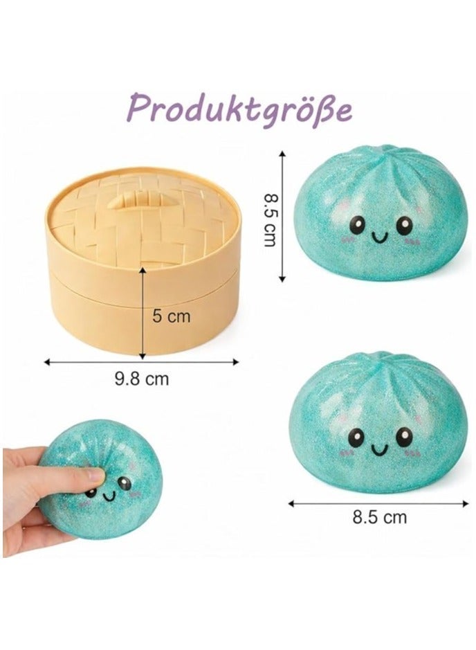 Squishies, one-piece cake toy, dumpling toy, colorful steam balls, stress relief sensory toy, squeeze dough ball stress relief hand toy with food, steaming toy, stretchable desk toy, dumpling toy - Image 2