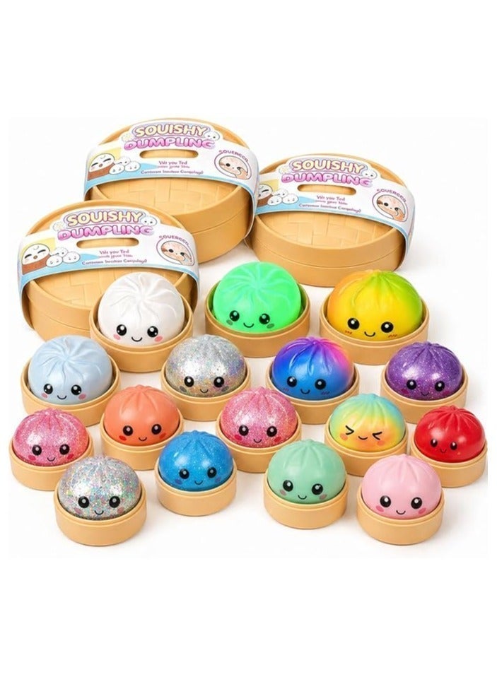 Squishies, one-piece cake toy, dumpling toy, colorful steam balls, stress relief sensory toy, squeeze dough ball stress relief hand toy with food, steaming toy, stretchable desk toy, dumpling toy - Image 3