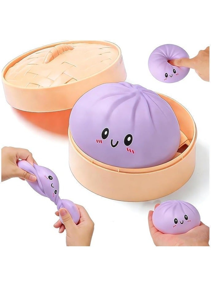 Squishies, one-piece cake toy, dumpling toy, colorful steam balls, stress relief sensory toy, squeeze dough ball stress relief hand toy with food, steaming toy, stretchable desk toy, dumpling toy - Image 5