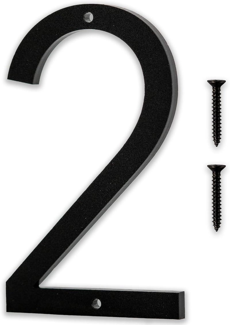Discovered Designs 5" (2) Modern Address House Numbers for Outside - Easy to Install 3D Matte Black Acrylic Individual Numbers for Address on House, Weatherproof No Rust, Made in USA, Includes 2 - 3/4" Screws, Door Mailbox Number Home Address Number - Image 1