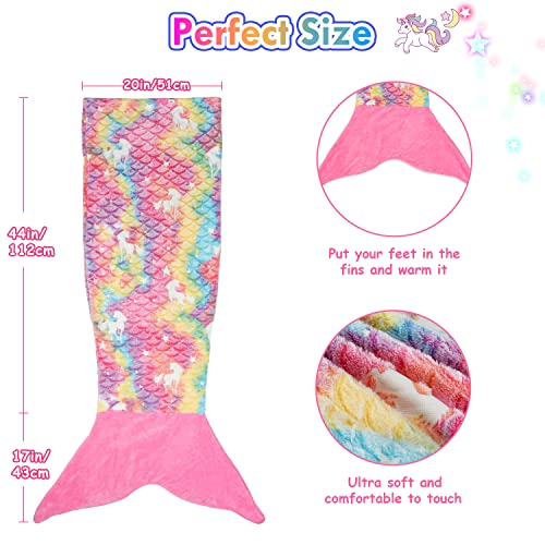 Catalonia Mermaid Tail Blanket for Girls, Glow in The Dark, Unicorn Pattern, Mermaid Gift for Girls - Image 3