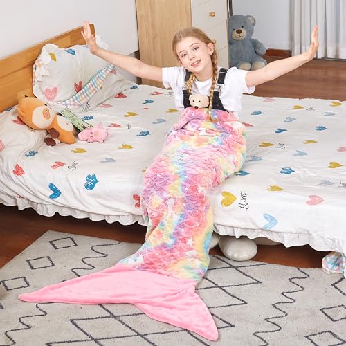 Catalonia Mermaid Tail Blanket for Girls, Glow in The Dark, Unicorn Pattern, Mermaid Gift for Girls - Image 4