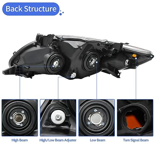 LEAVAN Headlights Assembly Fit for 2011 2012 2013 Toyota Corolla, Housing Headlamps Driver and Passenger Side(Replacement Chrome Housing) (Black) - Image 3