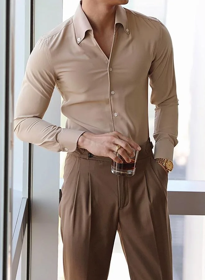 تايك تو قميص سادة بأزرار أمامية وأكمام طويلة