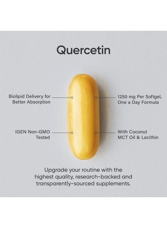 SPORTS RESEARCH - Quercetin Supplement W/Coconut Mct Oil Supports Antioxidant Activity Heart & Immune Health For Women & Men Quercetin 500Mg W/Out Bromelain Quercitain Quercitin 120 Softgels - Image 1