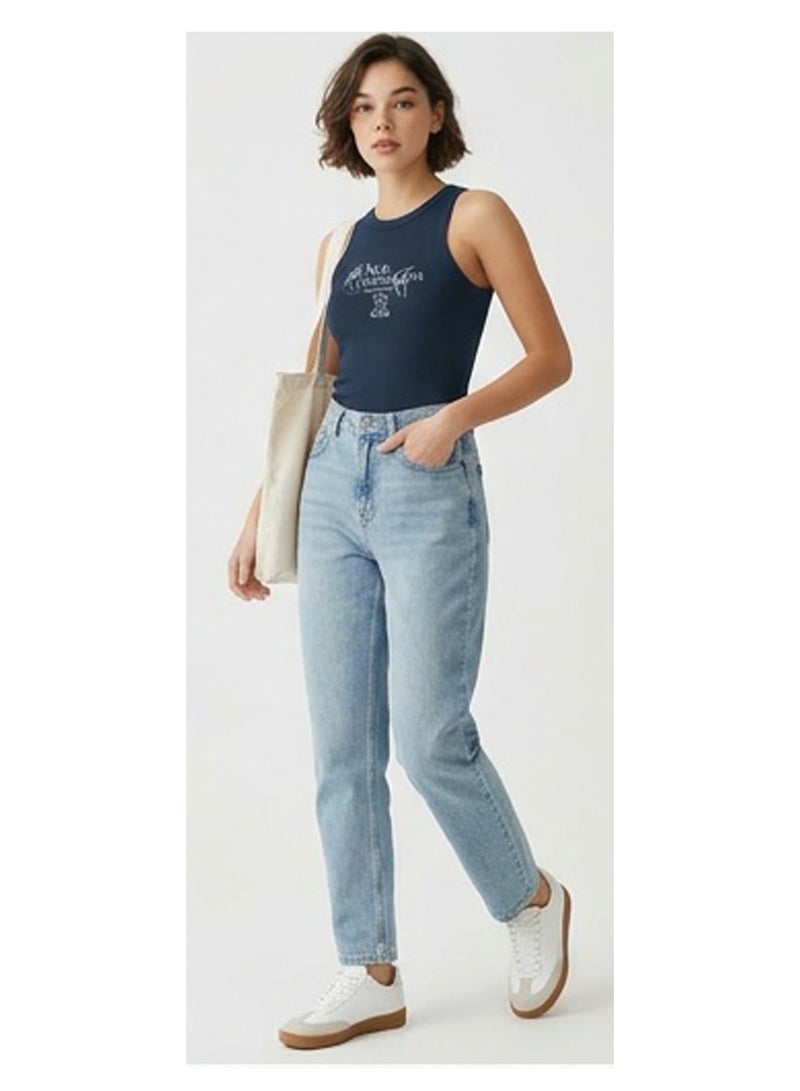 RAVIN Navy Ribbed Graphic Racerback Tank Top - Image 4