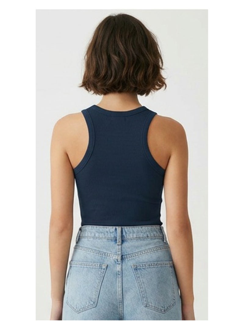 RAVIN Navy Ribbed Graphic Racerback Tank Top - Image 2