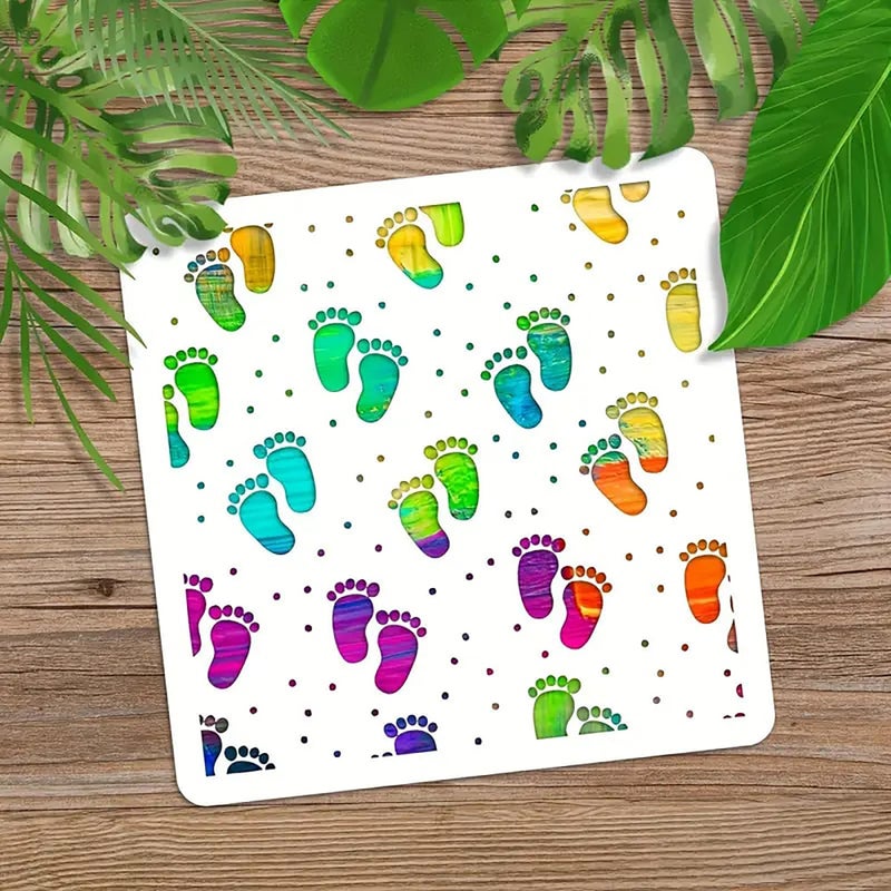 Cliths Footprint Stencil for Painting - 6x6 Inch Reusable Plastic Template for DIY Scrapbooking, Embossing, Wall Decor, Furniture Art & Craft Projects - 0.5mm Thick - Image 3