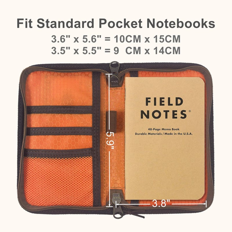 UESAN Waxed Canvas Cover for Pocket Notebooks & Journals, Personal Organizers with Zipper & Pen Holder, Water Resistant Notebook Wallet for 3.5" x 5.5" Mini Field Journal - Image 4