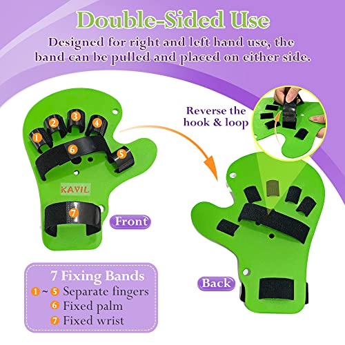 KAVIL Hand Brace Resting Hand Splint Finger Stroke Recovery Equipment Straightener Extender Therapy Equipment with Finger Support (Fit Right or Left Hands) - Image 5