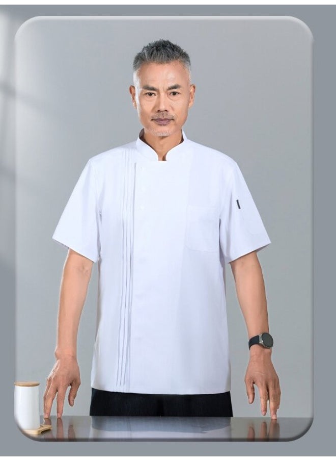 NIBEMINENT Hotel Chef Overalls Short Sleeve Men's and Women's High-End Dining Kitchen Clothes Thin Baking Work Wear Spring and Summer Cloth  - Image 1
