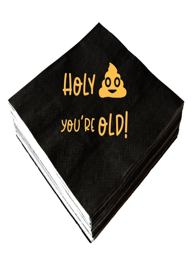 SWEETTALA Holy You’re Old Funny Birthday Party Cocktail Napkins 50 Pack Paper Disposable Napkins for Men Women, 20th 30th 40th 50h 60th 70th 80th 90th 100th Birthday Party Decorations, 3 Ply - Image 1