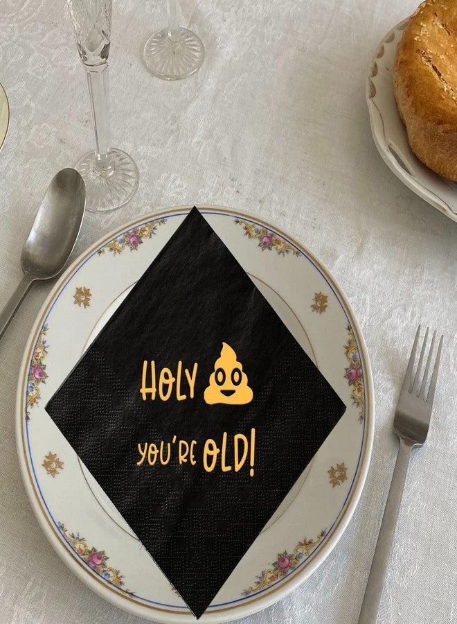 SWEETTALA Holy You’re Old Funny Birthday Party Cocktail Napkins 50 Pack Paper Disposable Napkins for Men Women, 20th 30th 40th 50h 60th 70th 80th 90th 100th Birthday Party Decorations, 3 Ply - Image 5