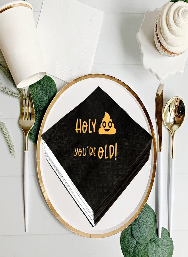 SWEETTALA Holy You’re Old Funny Birthday Party Cocktail Napkins 50 Pack Paper Disposable Napkins for Men Women, 20th 30th 40th 50h 60th 70th 80th 90th 100th Birthday Party Decorations, 3 Ply - Image 3
