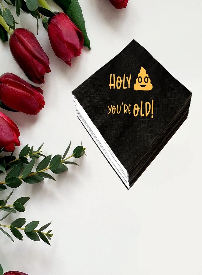 SWEETTALA Holy You’re Old Funny Birthday Party Cocktail Napkins 50 Pack Paper Disposable Napkins for Men Women, 20th 30th 40th 50h 60th 70th 80th 90th 100th Birthday Party Decorations, 3 Ply - Image 4