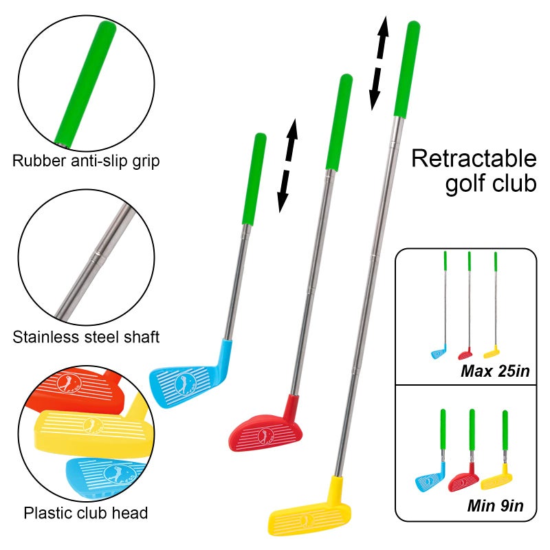 Liberry Kids Golf Club Set, Retractable Toy Golf Clubs for Toddlers, Mini Golf Set for Children Age 3 4 5 Years Old - Image 2