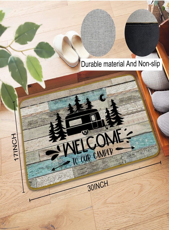 Burosev Camper Themed Decorative Doormat, Camping Floor Mat, Rustic Welcome to Our Camper Farmhouse Decor for Home Indoor Outdoor Front Porch Door Mat (17 x 30 Inch) - Image 3