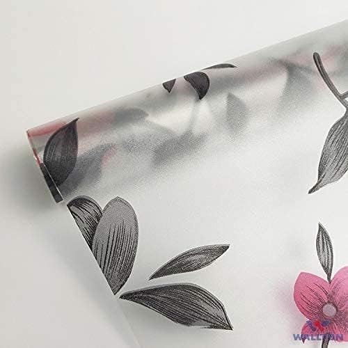 WALLTON Privacy Vinyl Frosted Window Film Glass Sticker Self-Adhesive Film Tint Wallpaper Opaque Sheet for Glass Privacy Cover Window, Door, Office, Home.| Anti-UV. (16x48 Inch, Red Black Flowers) - Image 4