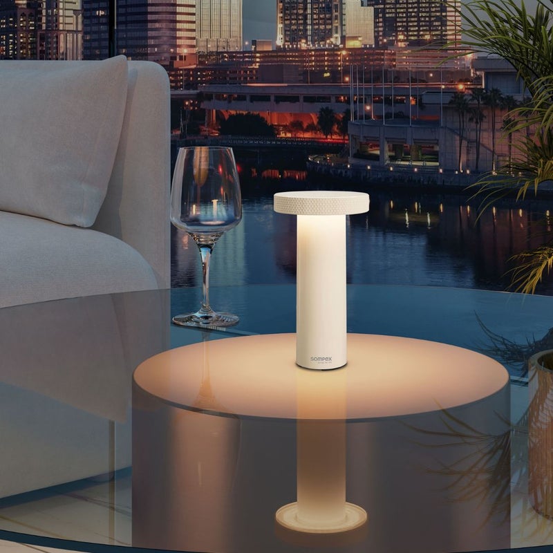 Sompex Volume Rechargeable Table Lamp | 3 light colours | Stepless dimmable | Dimmer memory function | Suitable for Indoor Use | Battery operated | Material: Plastic | 9 x 16 cm - Sand - Image 2