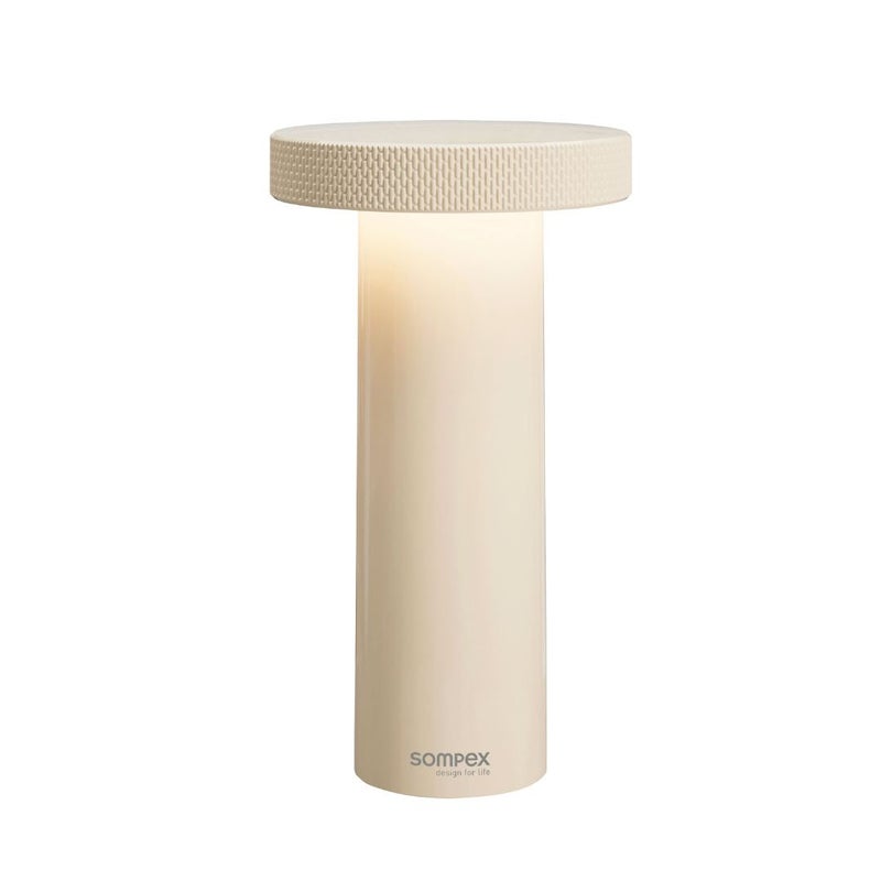 Sompex Volume Rechargeable Table Lamp | 3 light colours | Stepless dimmable | Dimmer memory function | Suitable for Indoor Use | Battery operated | Material: Plastic | 9 x 16 cm - Sand - Image 1